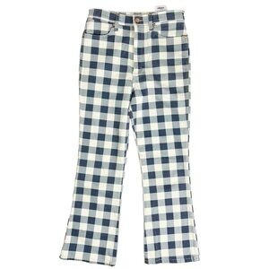 Wrangler Women’s Wrock Jeans Gingham Checker Crop Flare Blue Size 29 Country